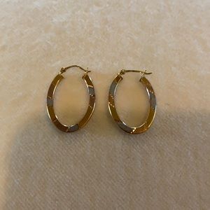 Tri-color hoop earrings in gold, silver, and rose gold